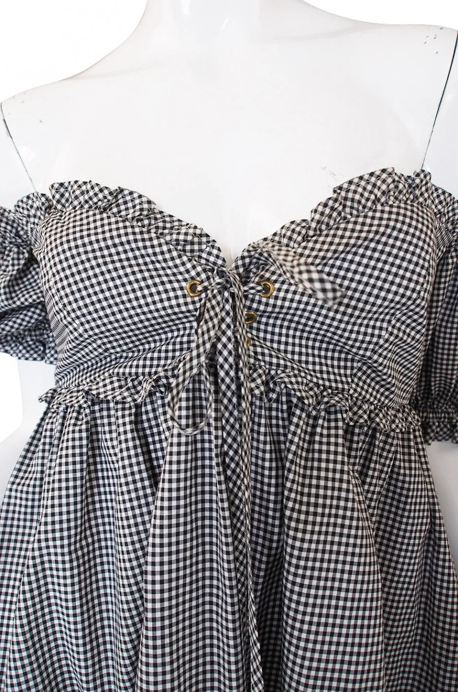 1990s Moschino Gingham Corset Mini Dress