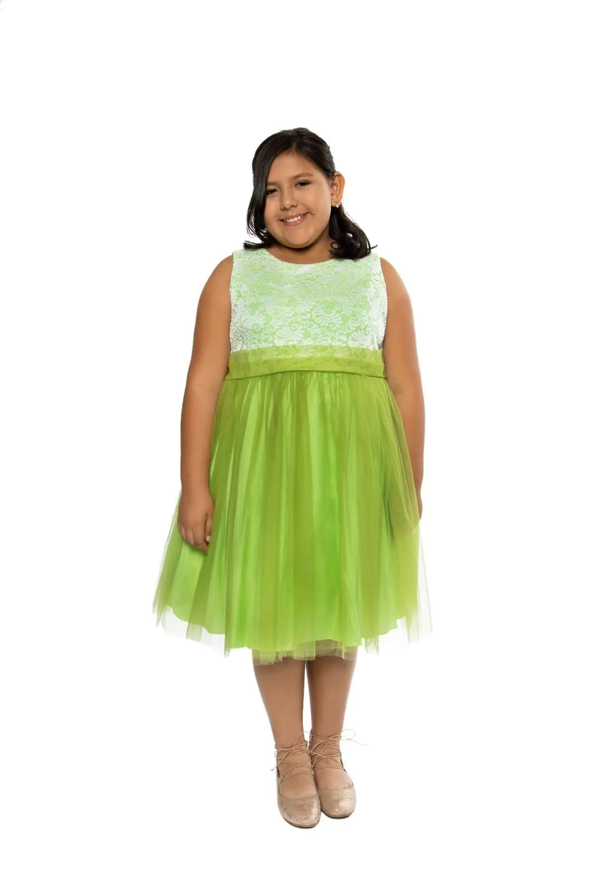 420  Stretch Lace Tulle Plus Size Girl Dress