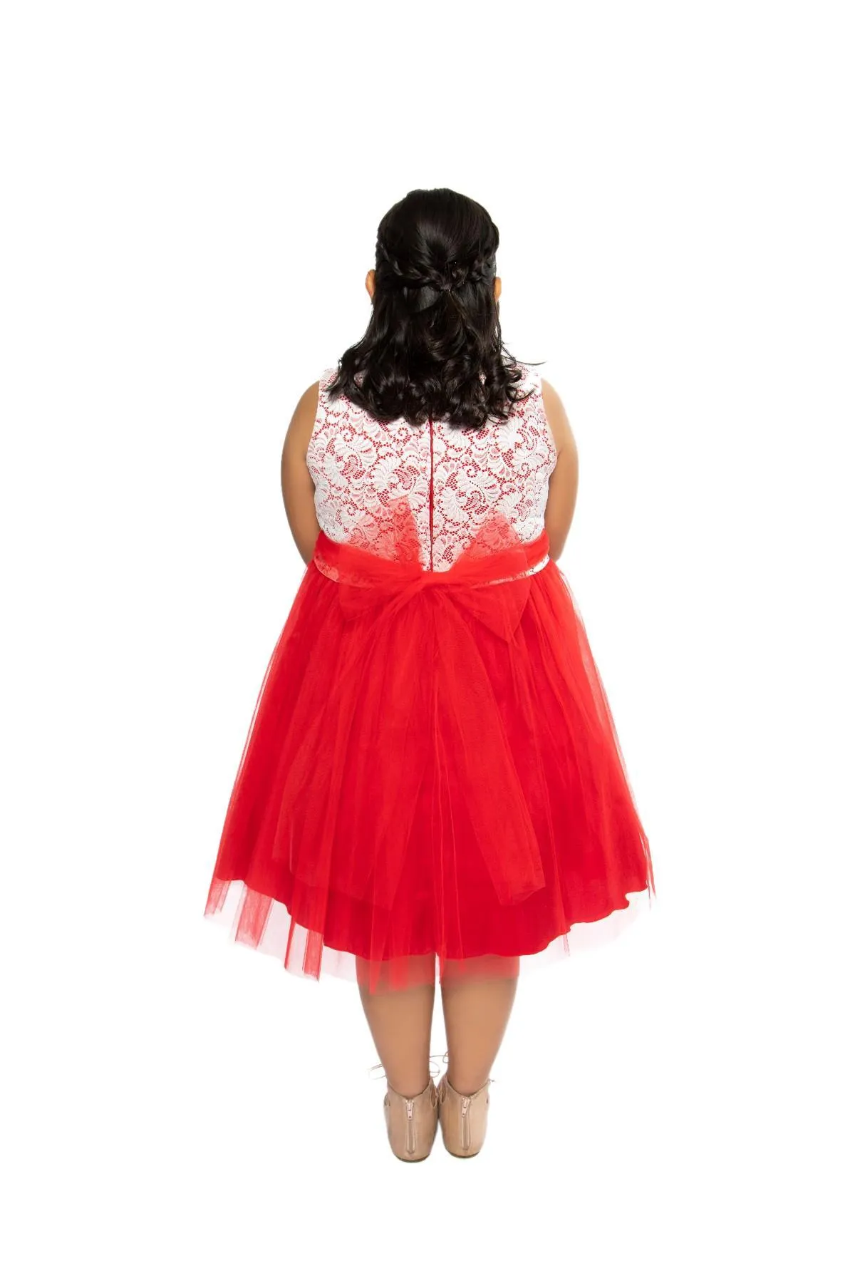 420  Stretch Lace Tulle Plus Size Girl Dress