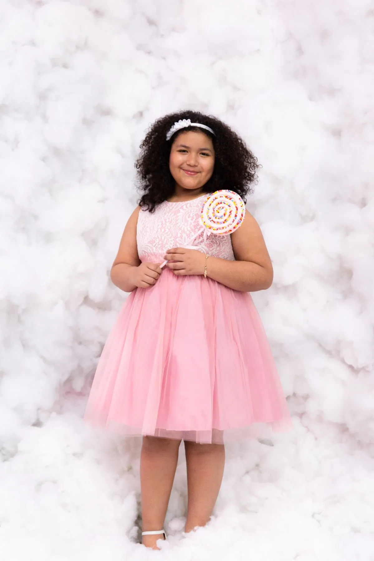 420  Stretch Lace Tulle Plus Size Girl Dress