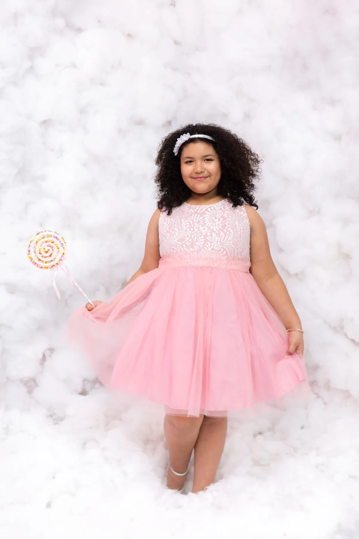 420  Stretch Lace Tulle Plus Size Girl Dress