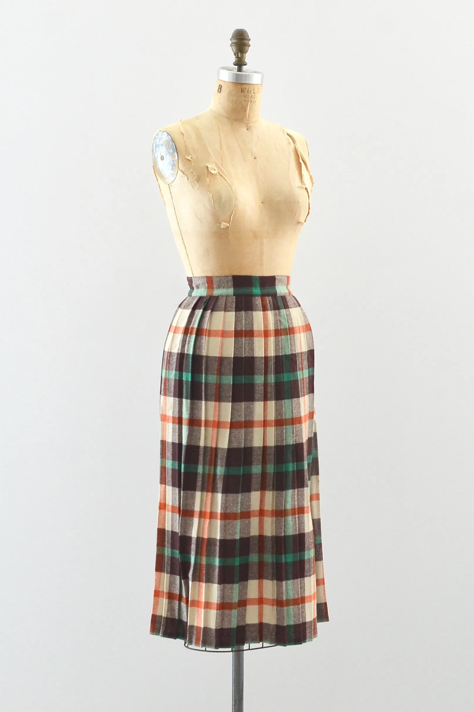 50s Plaid Skirt / S