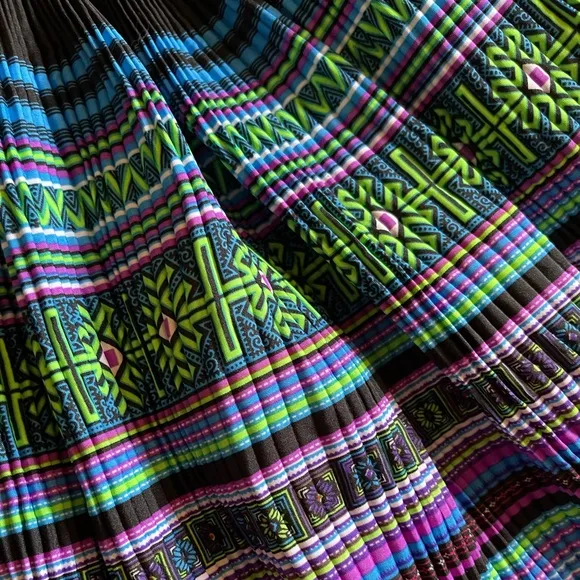 60s Vintage Psychedelic Pleated Skirt