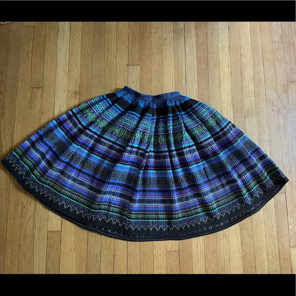 60s Vintage Psychedelic Pleated Skirt