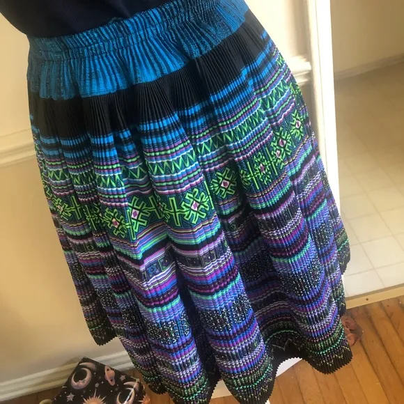 60s Vintage Psychedelic Pleated Skirt