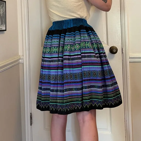 60s Vintage Psychedelic Pleated Skirt