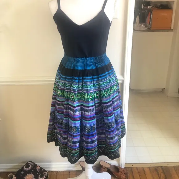 60s Vintage Psychedelic Pleated Skirt
