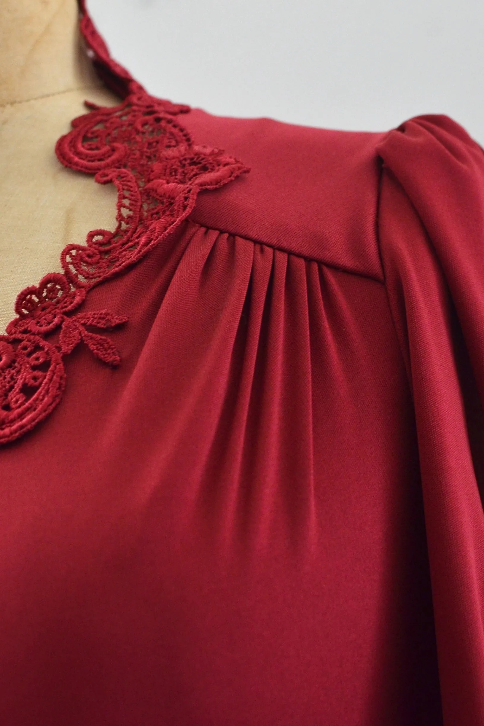 70's  Bordeaux Dress / XXS XS