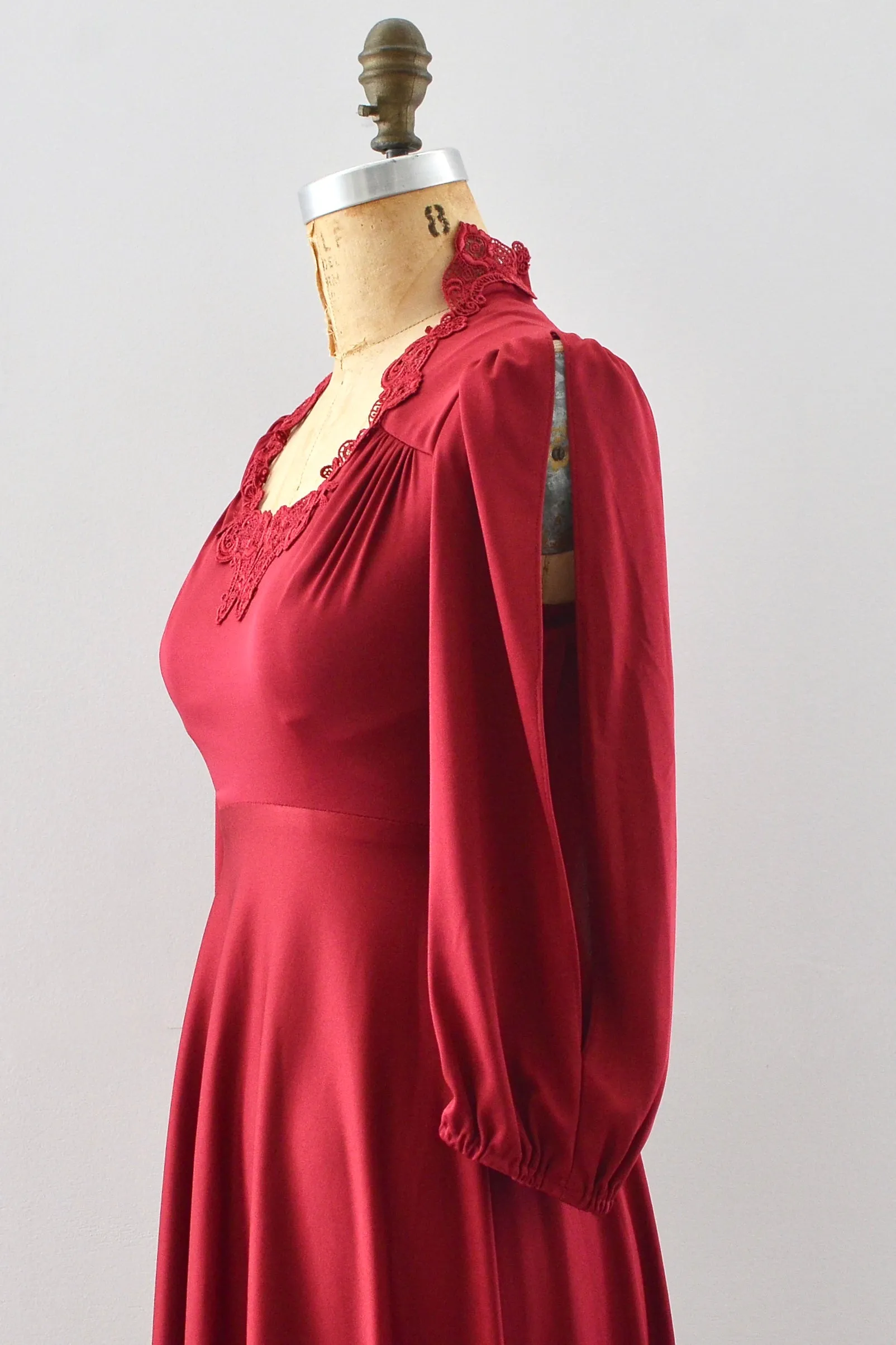 70's  Bordeaux Dress / XXS XS