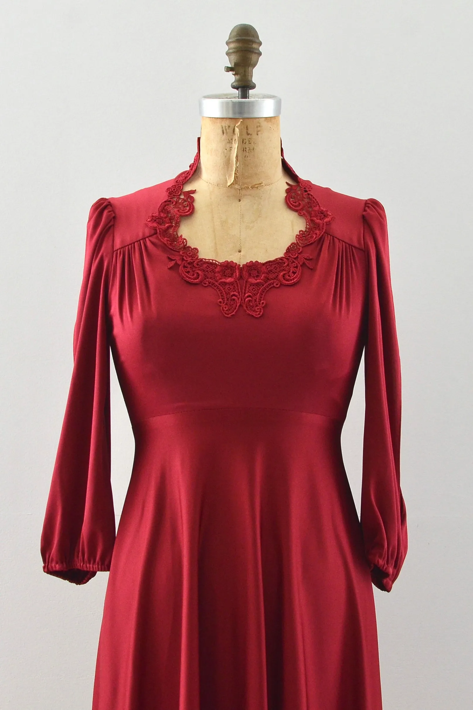 70's  Bordeaux Dress / XXS XS