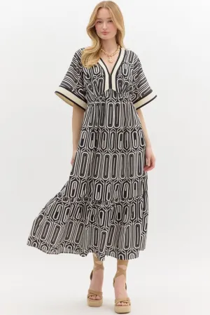 Abstract Maxi Dress - Black (S-2X)