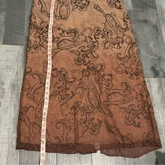 Adrianna Papell Beige Silk Chiffon Ombré Paisley Empire Tank Maxi Dress 10