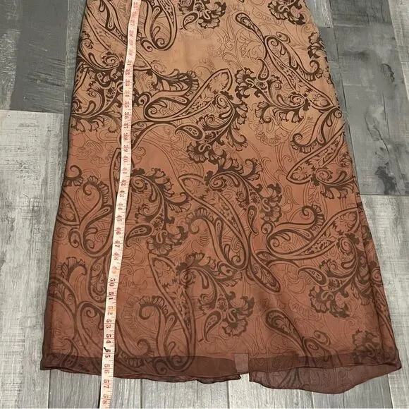Adrianna Papell Beige Silk Chiffon Ombré Paisley Empire Tank Maxi Dress 10