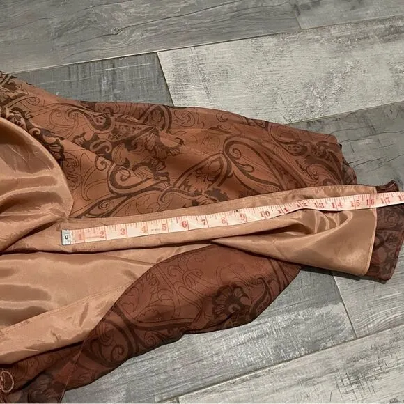 Adrianna Papell Beige Silk Chiffon Ombré Paisley Empire Tank Maxi Dress 10