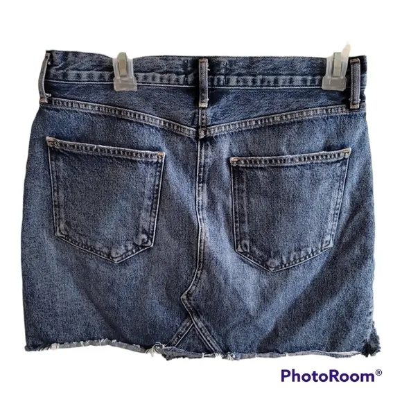 Agolde Ada Hi-Rise Denim Mini Skirt - Riddle 28 Distressed Raw Hem Edgy