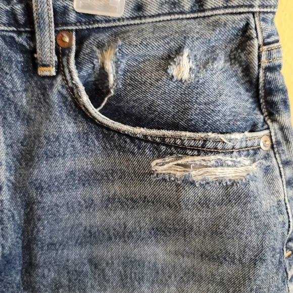 Agolde Ada Hi-Rise Denim Mini Skirt - Riddle 28 Distressed Raw Hem Edgy