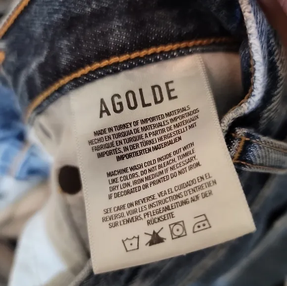 Agolde Ada Hi-Rise Denim Mini Skirt - Riddle 28 Distressed Raw Hem Edgy