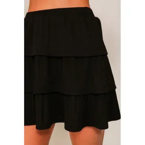 All Too Good Tiered High Waisted Skirt - Black