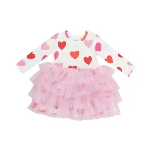 Angel Dear- Big Heart Long Sleeve Layered Tulle Dress