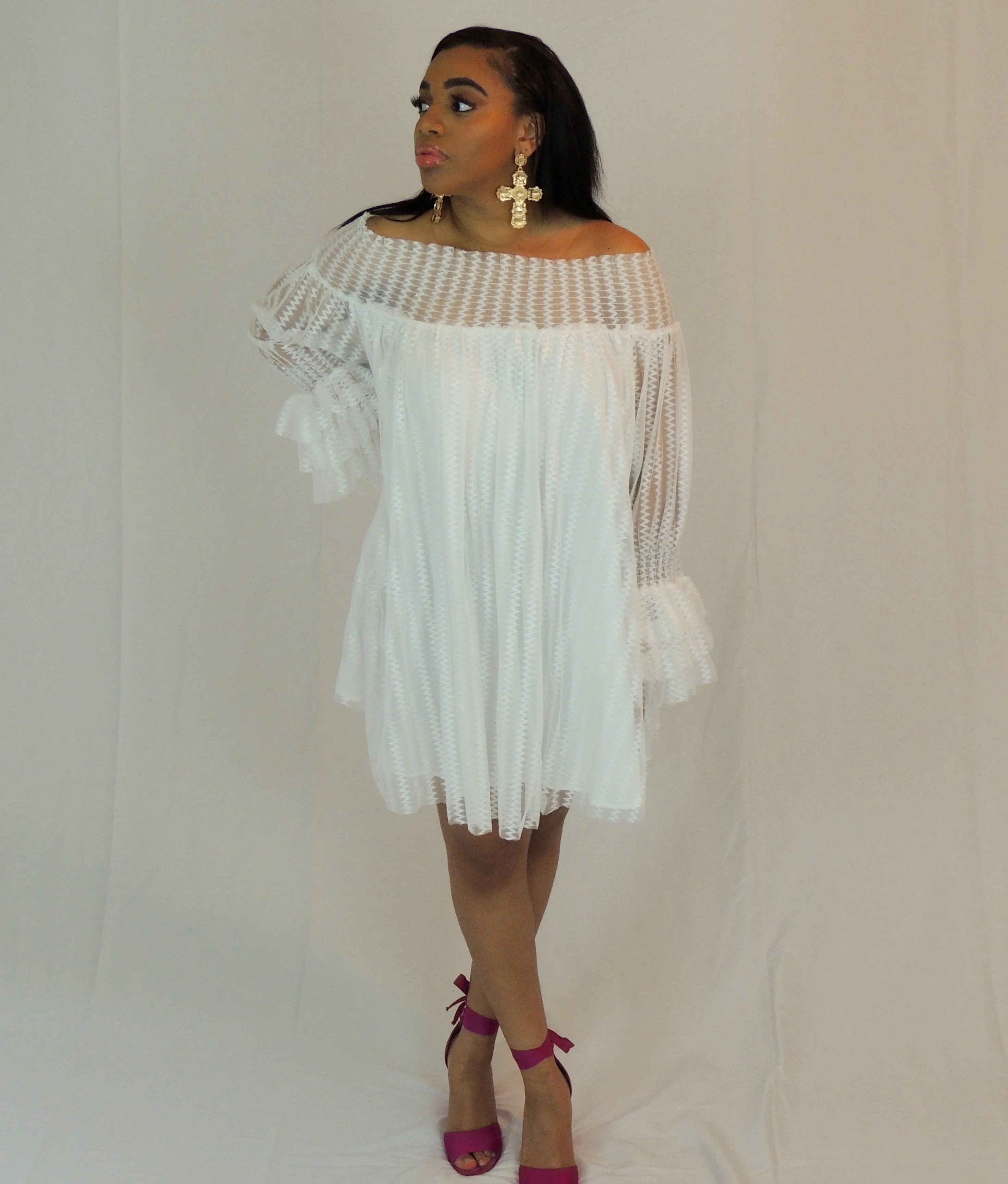 Angelic Off the Shoulder Dress