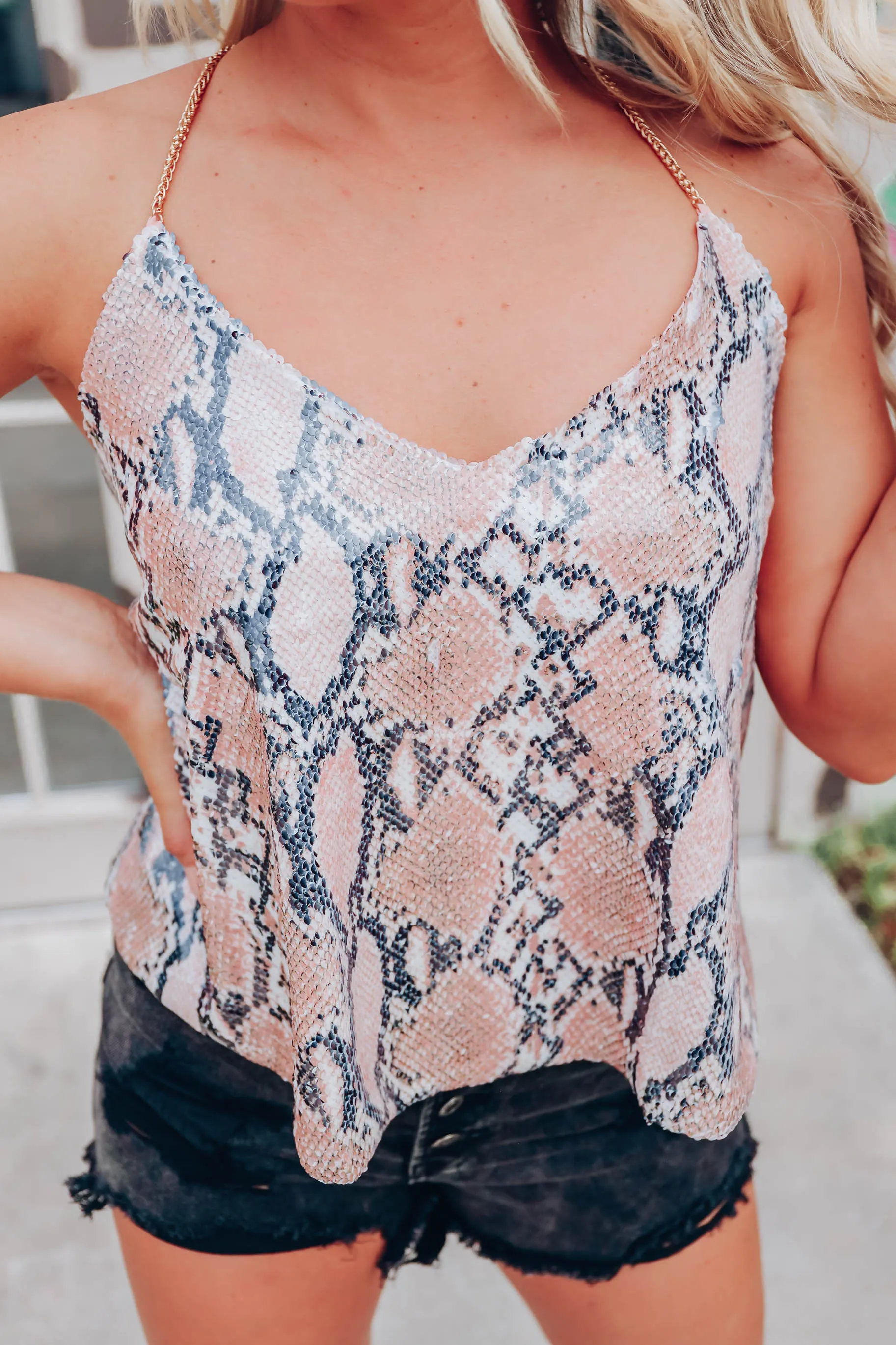 Anissa Snake Sequin Top