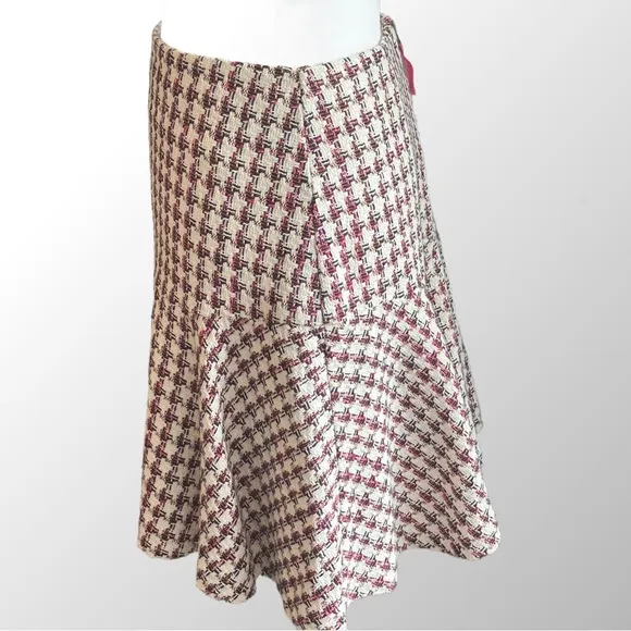 Anthropologie Maeve‎ Bobbie Pink Plaid Flounced Mini Skirt in Size 6