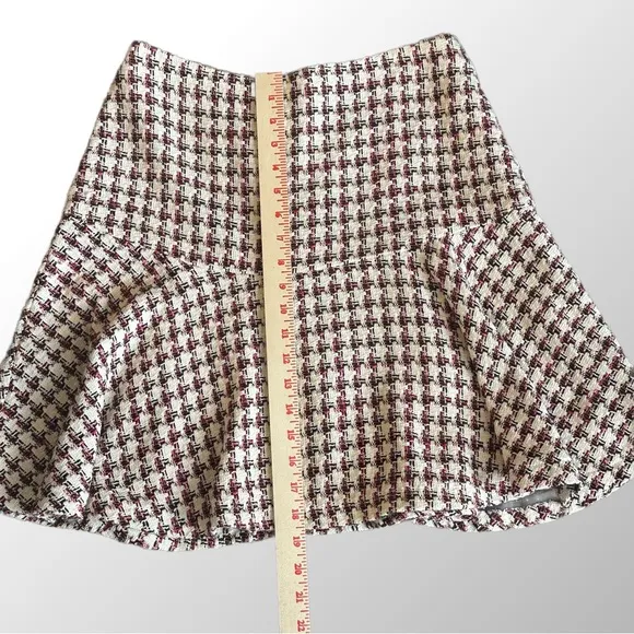 Anthropologie Maeve‎ Bobbie Pink Plaid Flounced Mini Skirt in Size 6