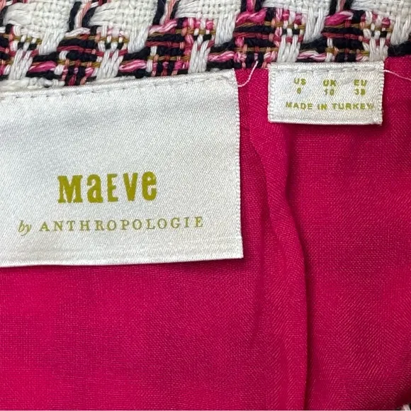 Anthropologie Maeve‎ Bobbie Pink Plaid Flounced Mini Skirt in Size 6