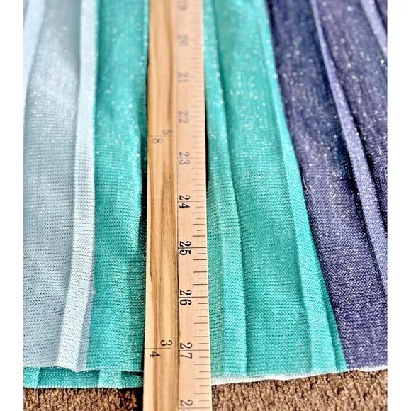Anthropologie Maeve Metallic Sunburst Pleated Midi Skirt Blue Green Size XS