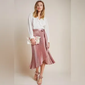 Anthropologie Maeve Paulina Pleated Midi Skirt