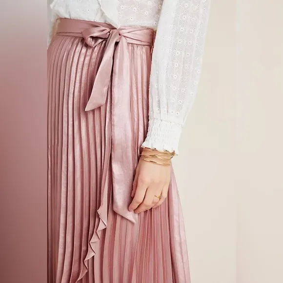 Anthropologie Maeve Paulina Pleated Midi Skirt