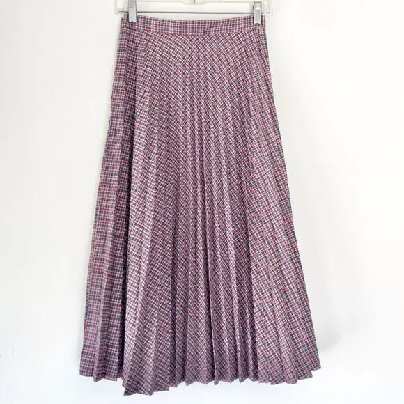 Anthropologie Pleated Plaid Midi Skirt Size 2 NWT