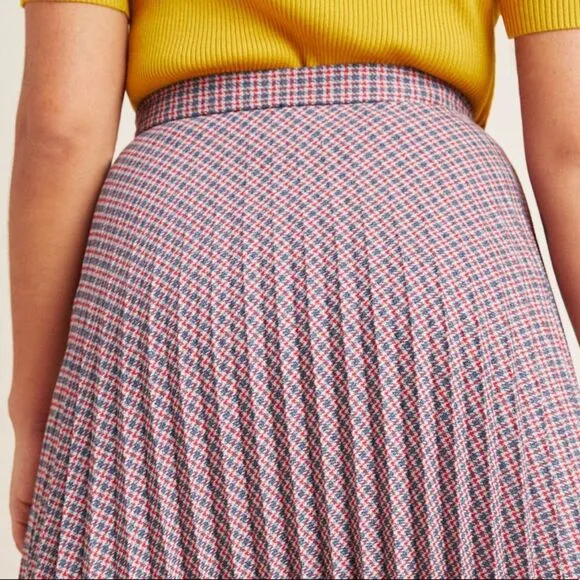 Anthropologie Pleated Plaid Midi Skirt Size 2 NWT