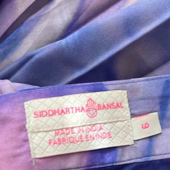 Anthropologie Siddhartha Bansal Marble Dyed Pleated Maxi Skirt Purple Pink