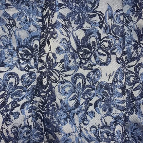 Aqua Blue Brocade Mini Pleated Flare Skirt NWT