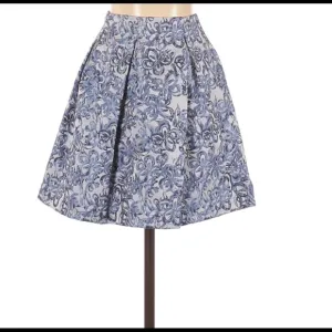 Aqua Blue Brocade Mini Pleated Flare Skirt NWT