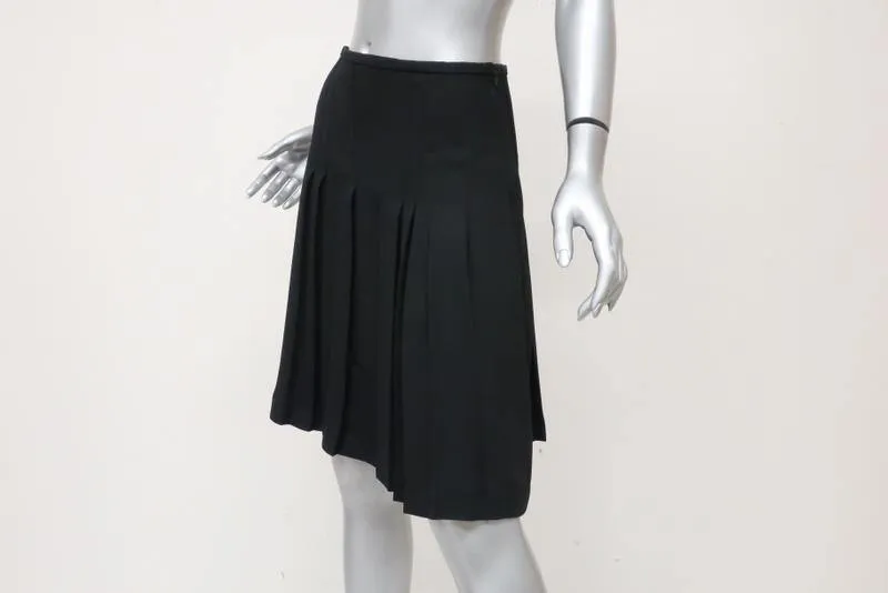 Balenciaga Le Dix Skirt Black Pleated Crepe Size 36