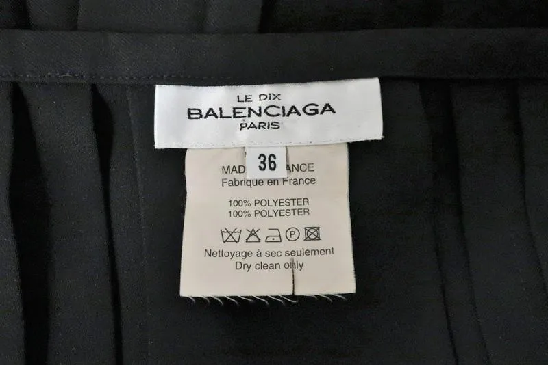 Balenciaga Le Dix Skirt Black Pleated Crepe Size 36