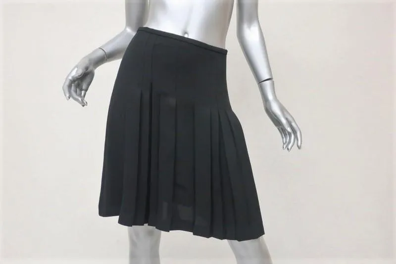 Balenciaga Le Dix Skirt Black Pleated Crepe Size 36