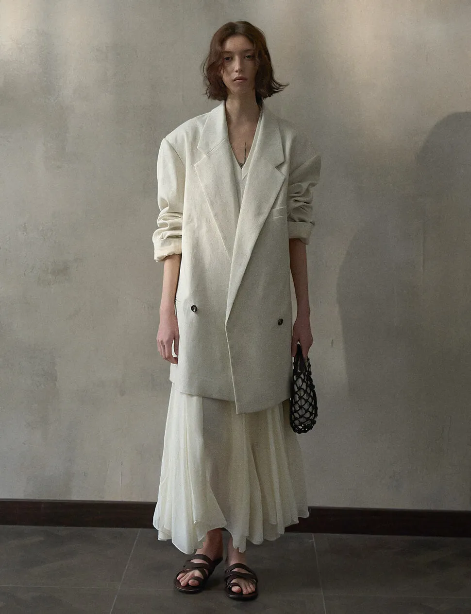 Beige Pleated Skirt-PREORDER