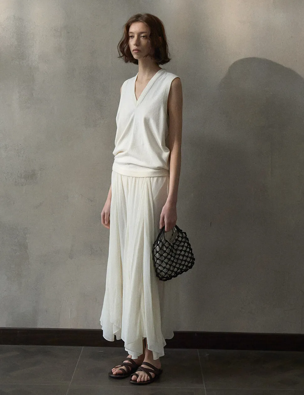 Beige Pleated Skirt-PREORDER