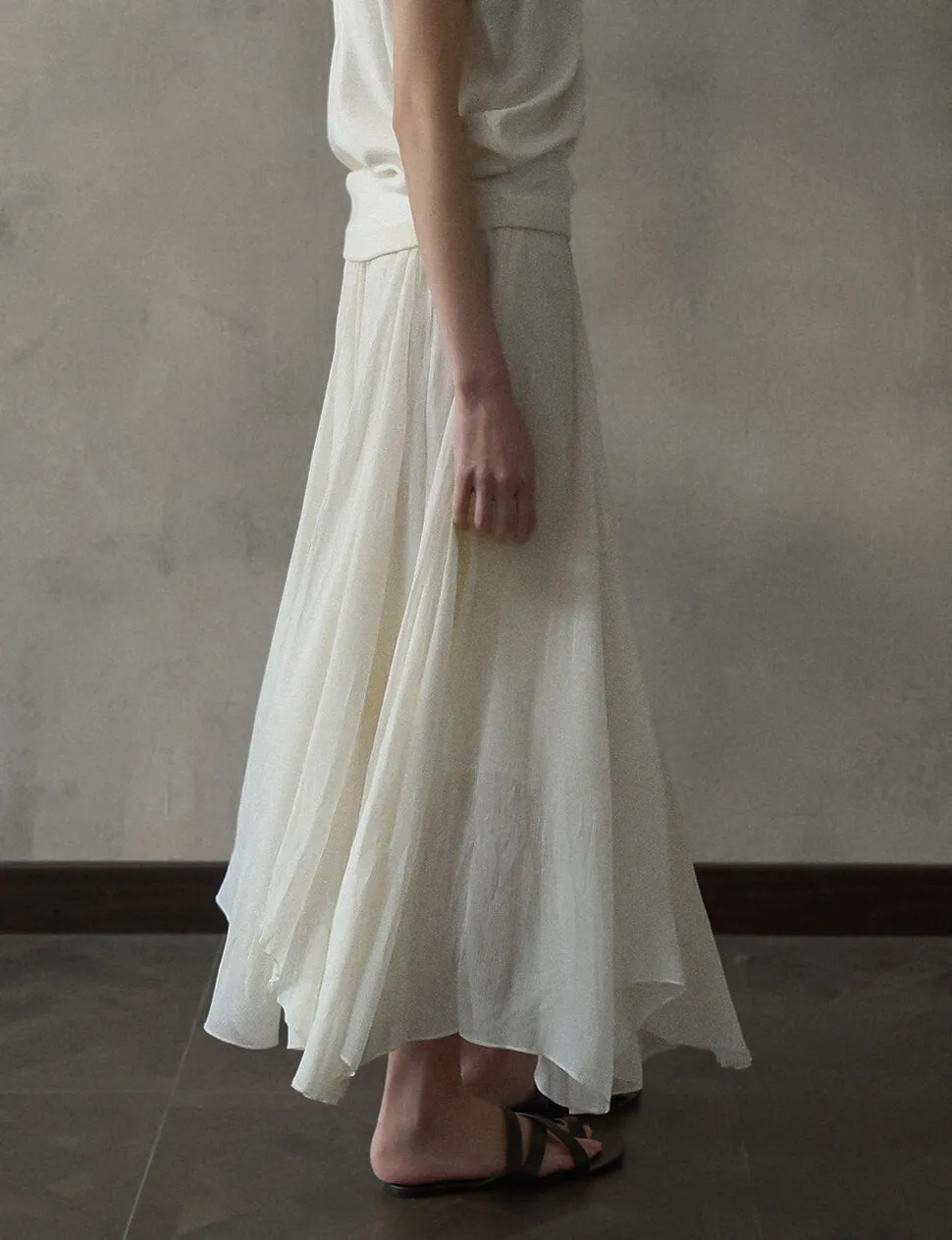 Beige Pleated Skirt-PREORDER