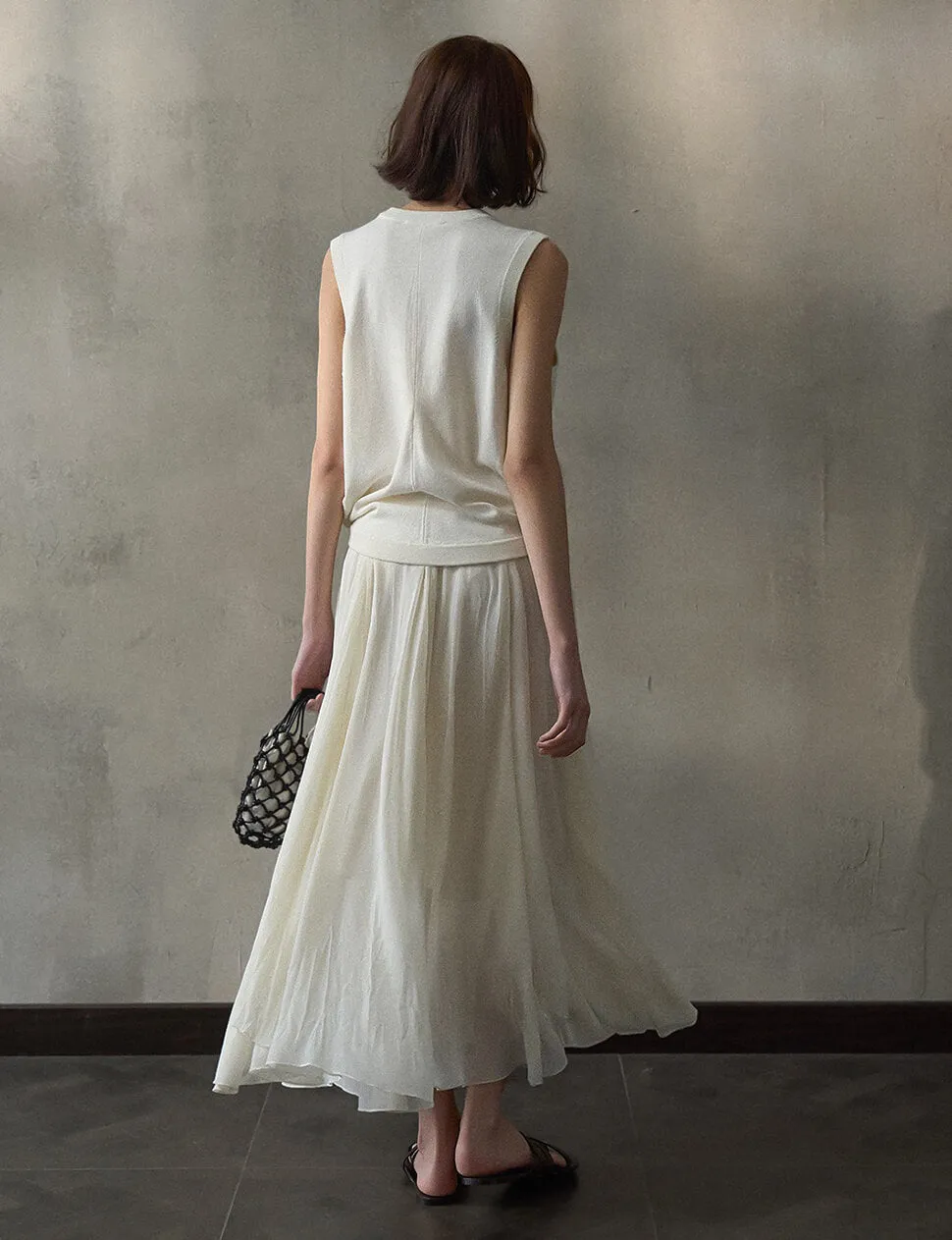 Beige Pleated Skirt-PREORDER