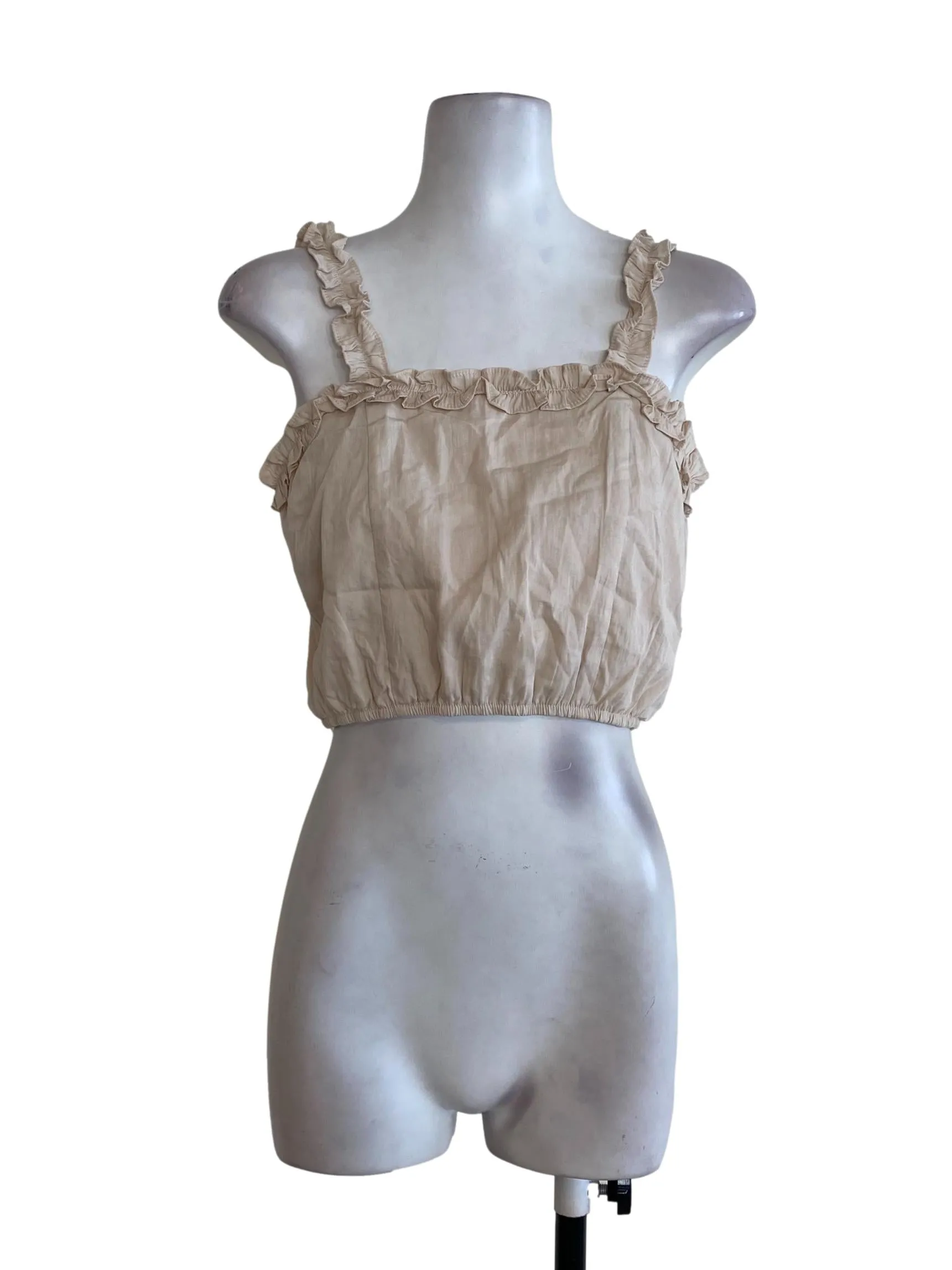 Beige Ruffle Crop Top