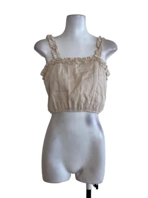Beige Ruffle Crop Top