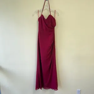Bella Formals By Venus Red Beaded Floral Ruched Cocktail Prom Dinner Dress Sz 6