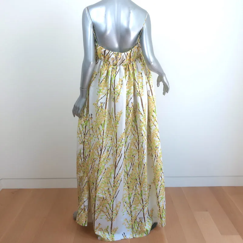 Bernadette Empire Waist Maxi Dress Birgit Blossom Print Taffeta Size 42