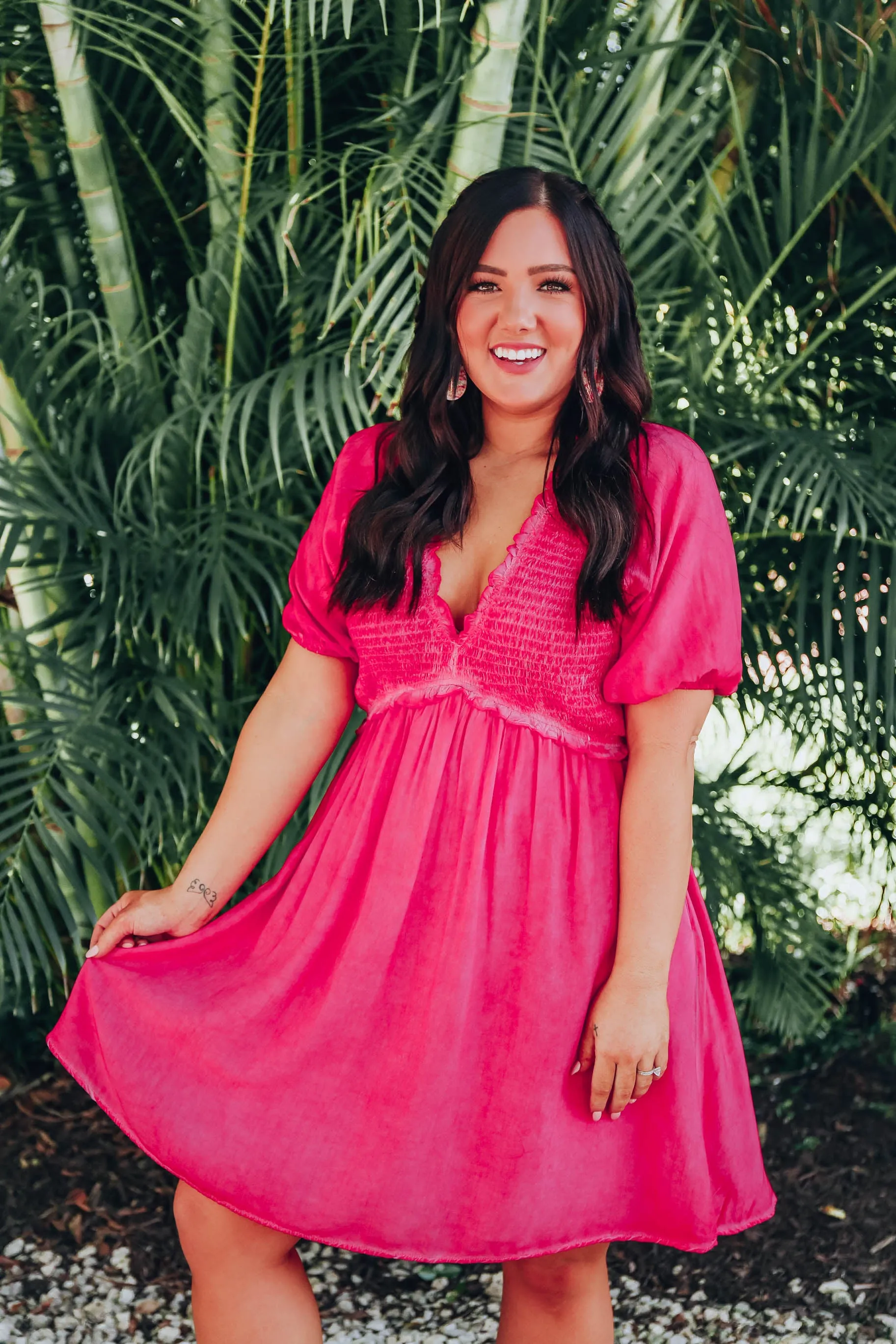 Berry Pink Smocked Dress