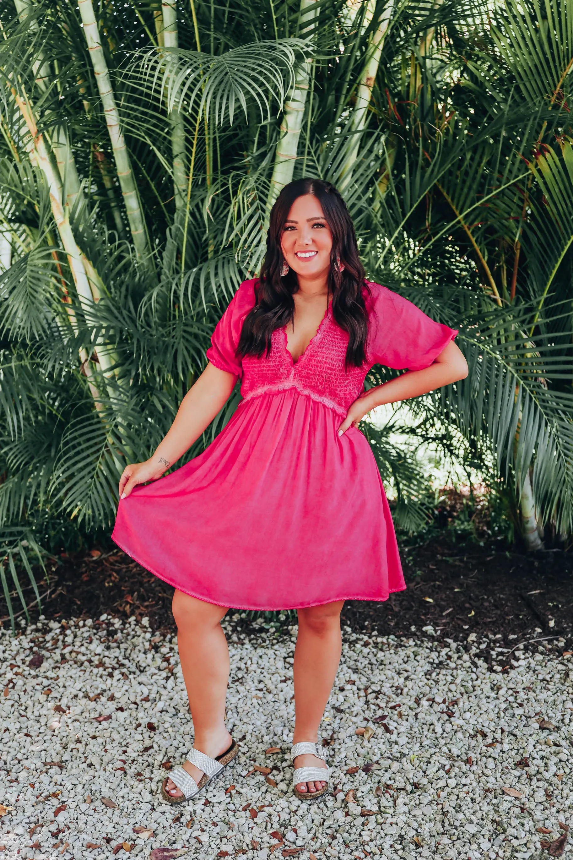 Berry Pink Smocked Dress