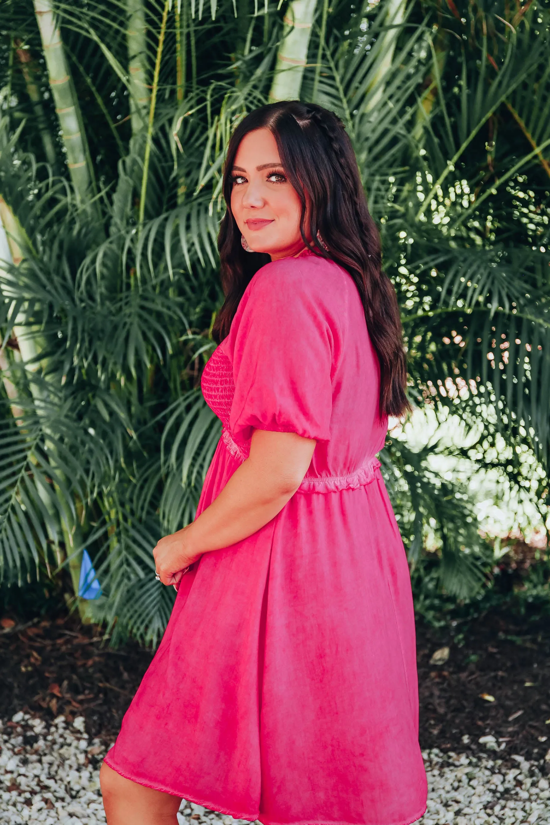 Berry Pink Smocked Dress
